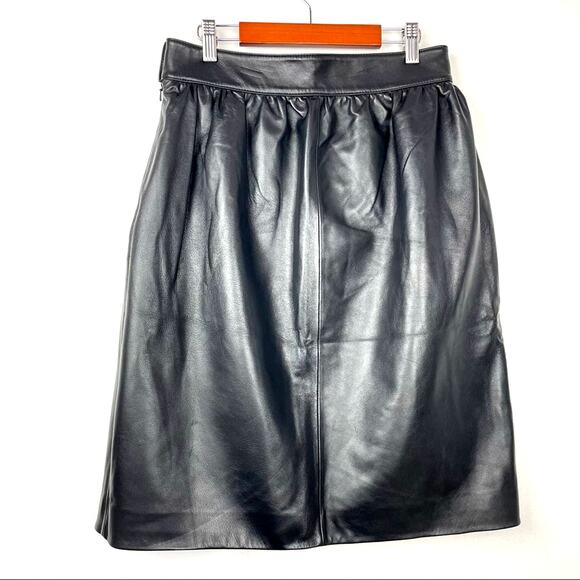 Black Lambskin Leather Skirt Tulip Med - Picture 1 of 7